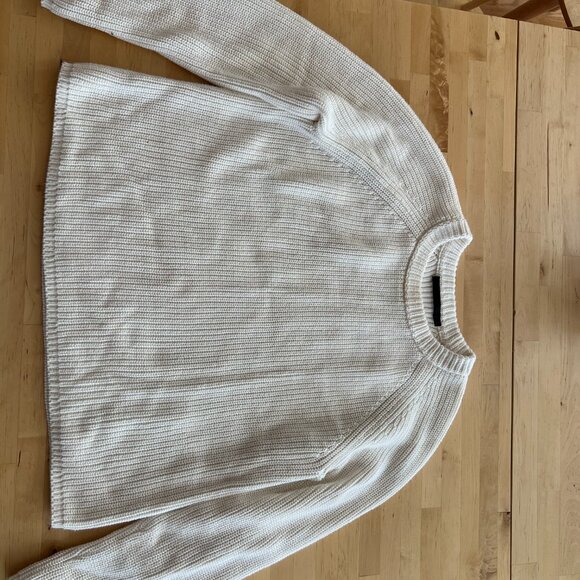 Jenni Kayne Cotton Fisherman Sweater, Size XL (Extra Large), Ivory/off white - Picture 6 of 8